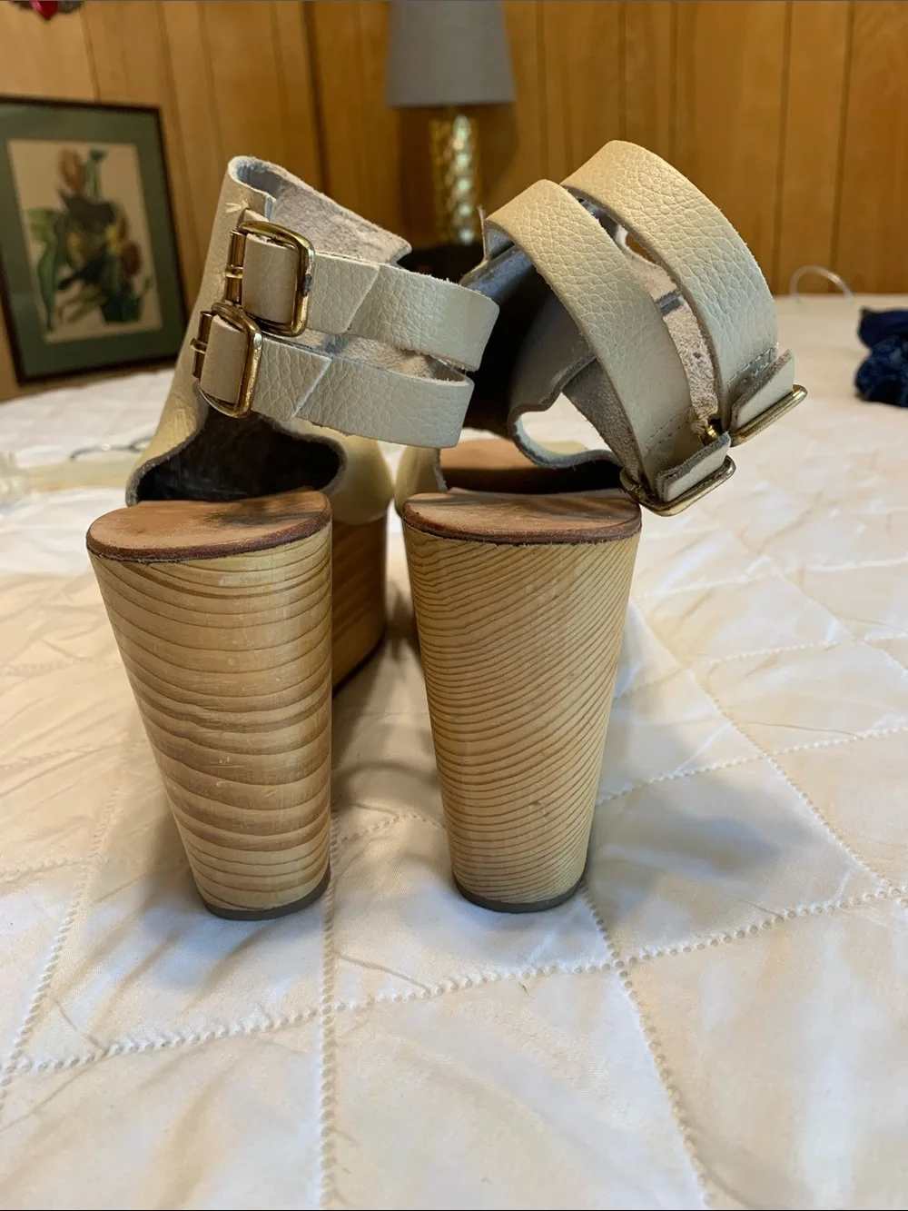 Urban Outfitters Cream Platform Wedge Sandals